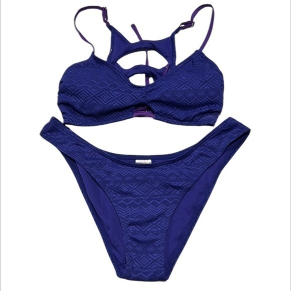 Xhilaration Purple textured bikini swim set size medium large new
